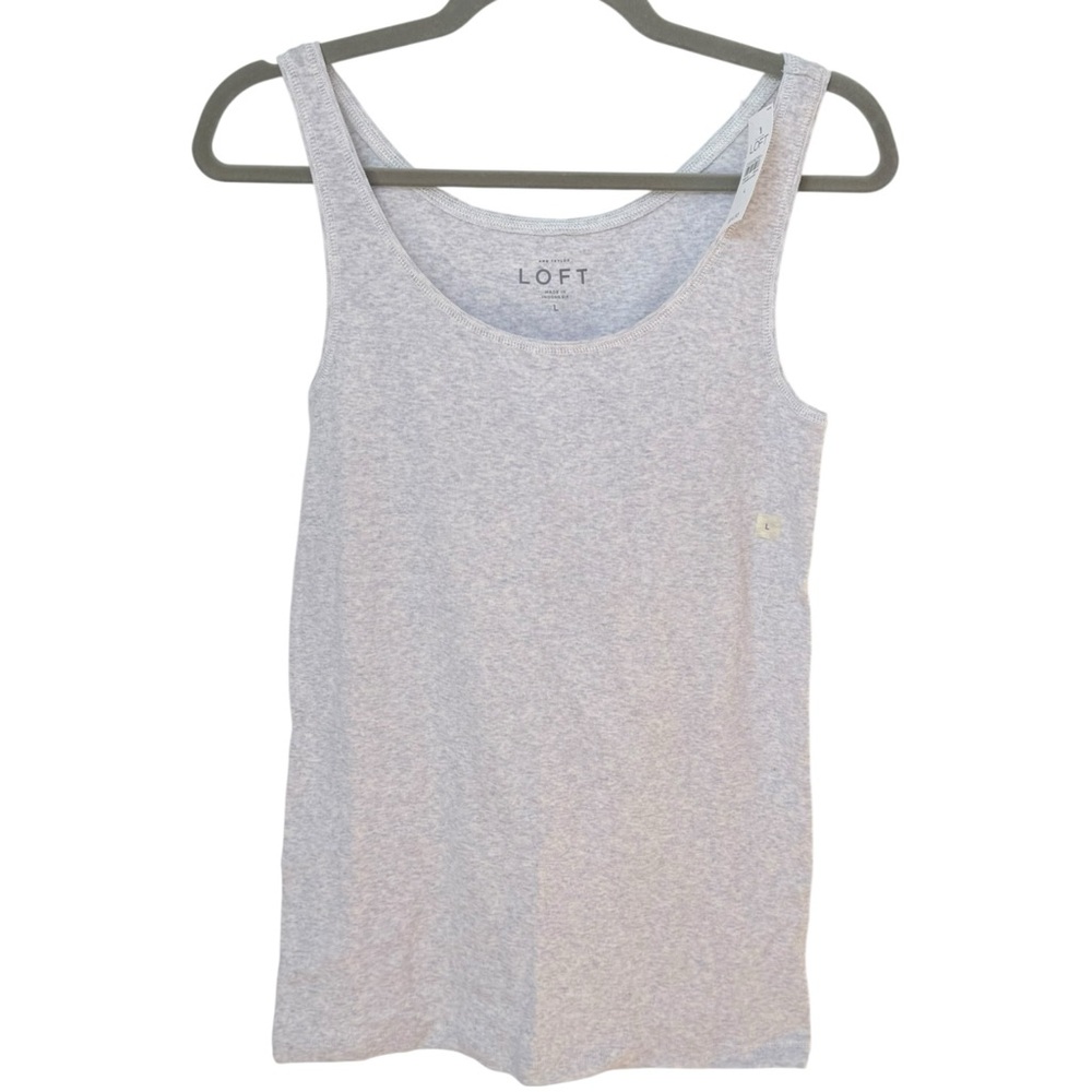 LOFT Sleeveless Gray 100% Cotton Layering Camisole Cami Tank Top. Large. NEW.